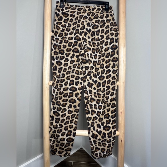 Zara Basics lightweight cheetah print elastic waist pleated cuff hem pockets - Picture 3 of 11